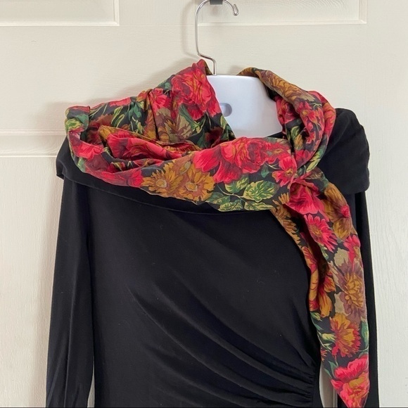 Walker and Lane square scarf in glorious floral with jewel tones. Versatile gem. - Picture 1 of 3